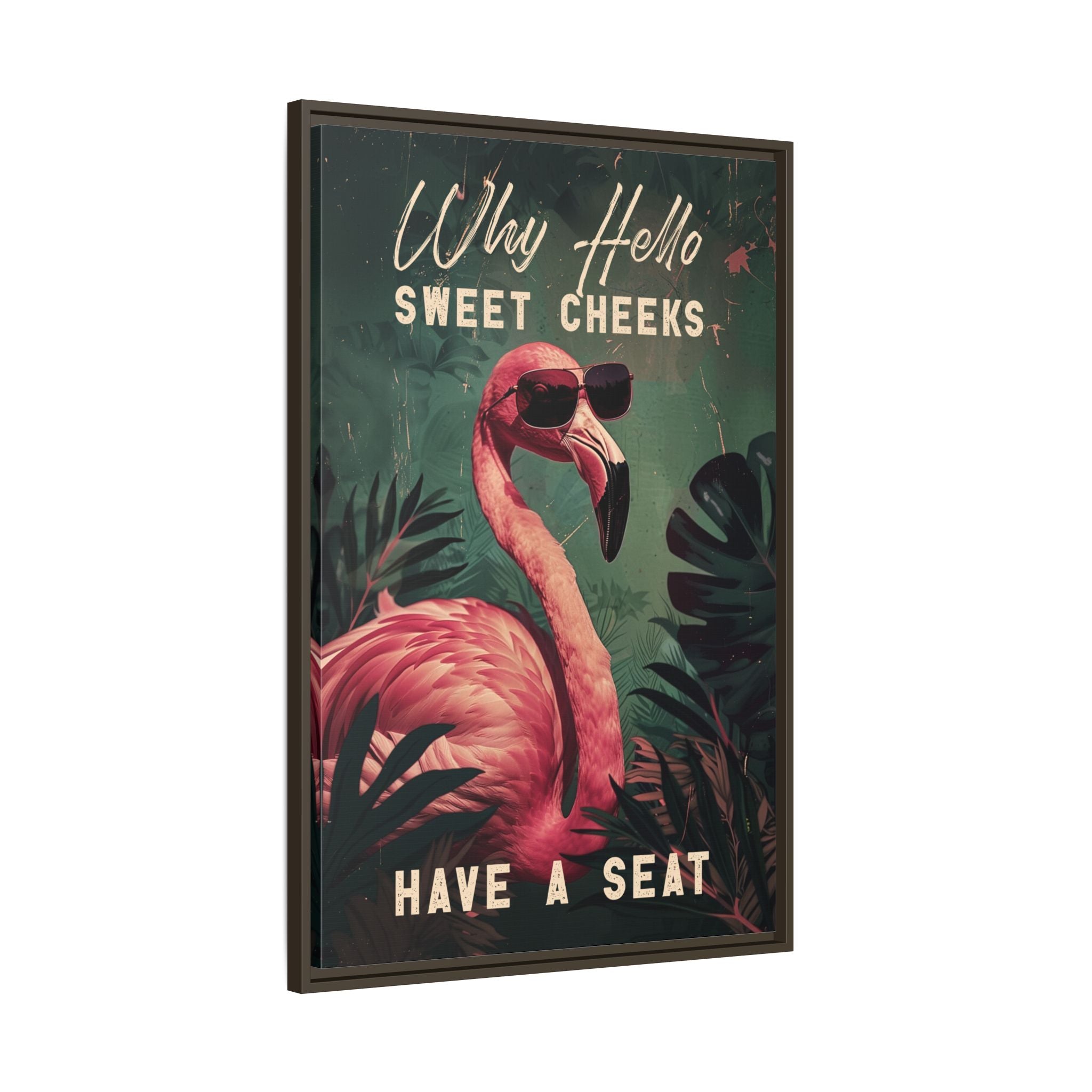 Framed Canvas - Sweet Cheeks Flamingo Welcome