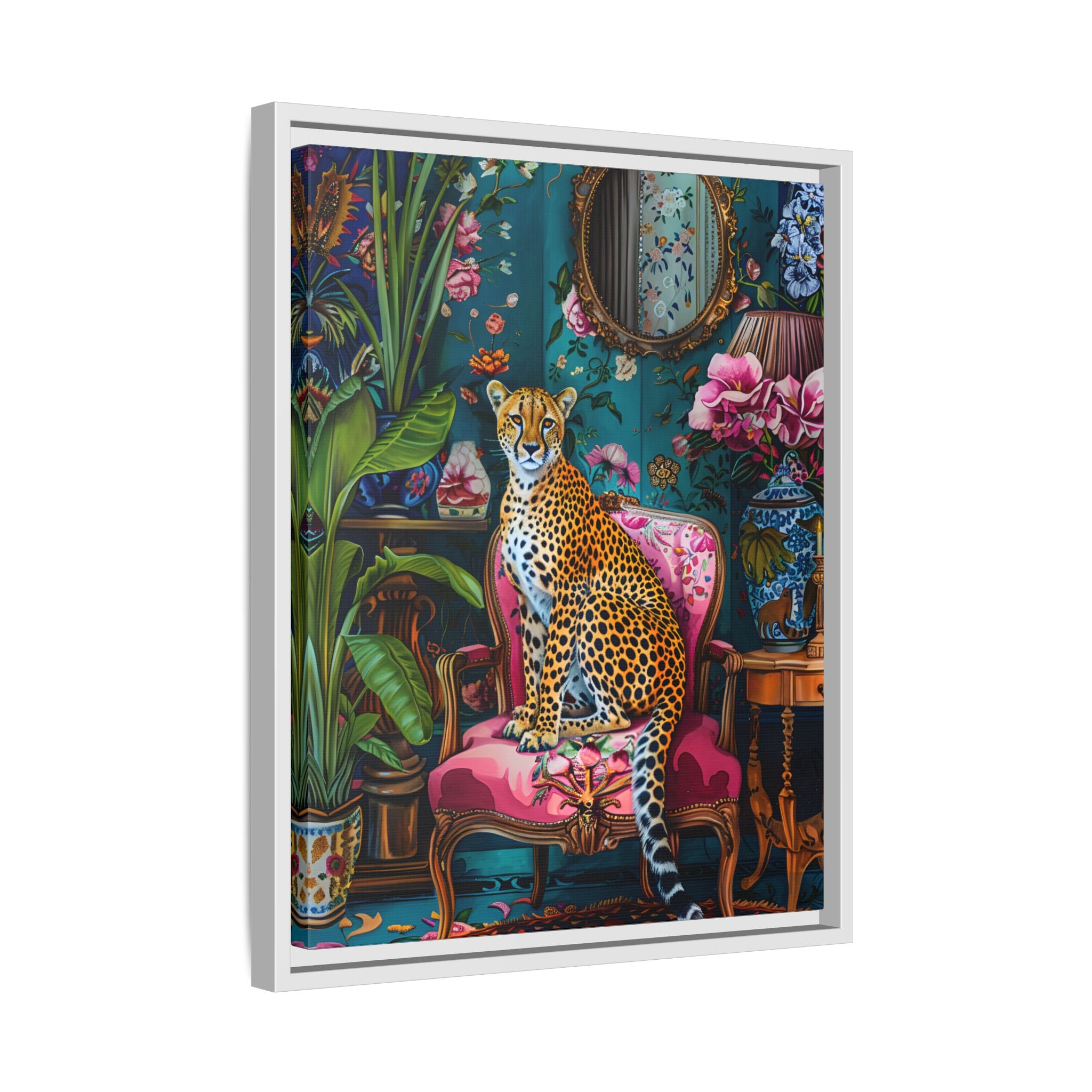 Framed Canvas - Regal Cheetah Reverie