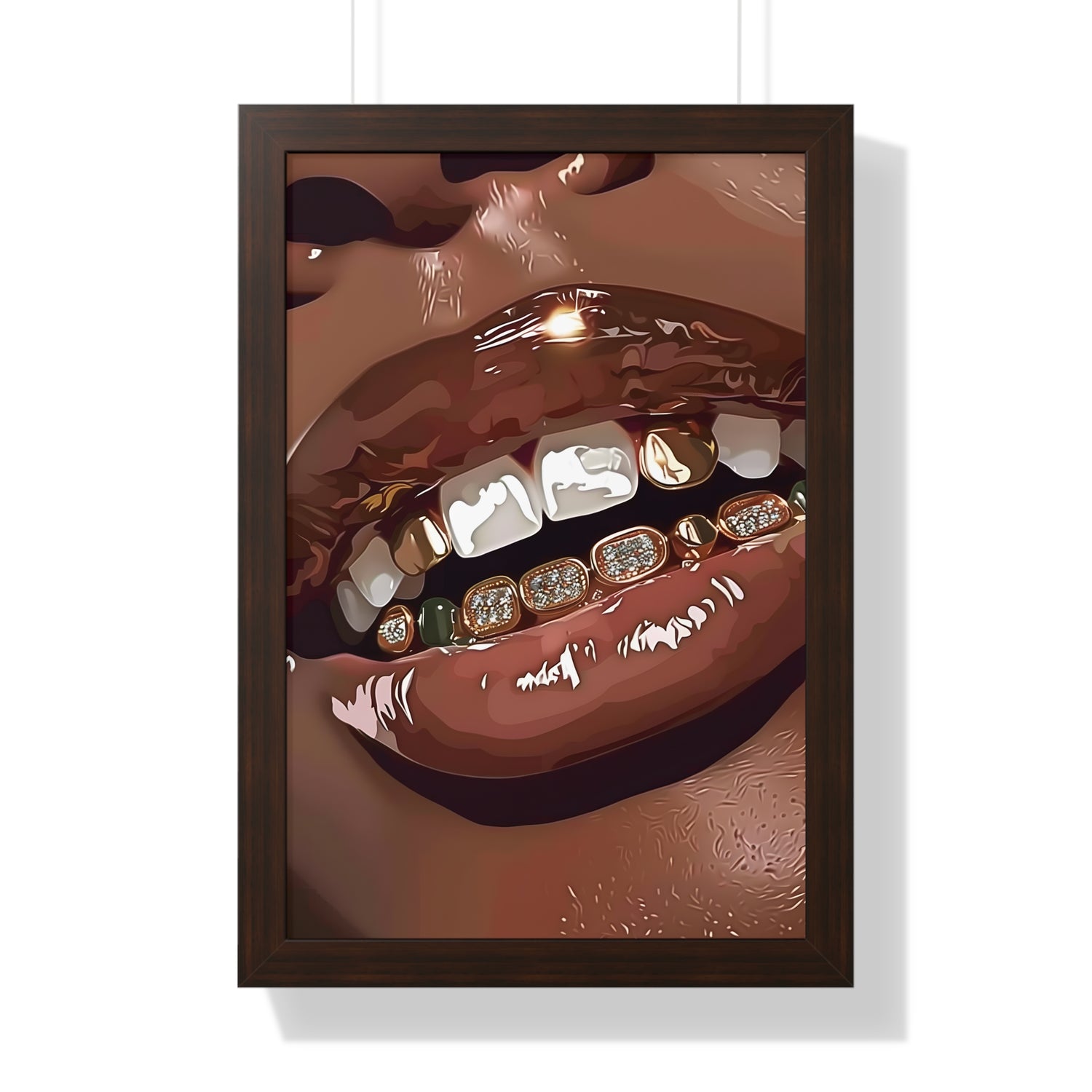 Framed Paper Print - Golden Grill Smile