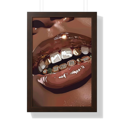 Framed Paper Print - Golden Grill Smile