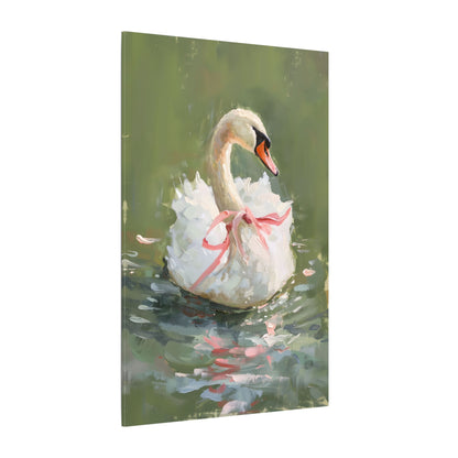 .75" Matte Canvas - Ballet Swan in Pink Bow