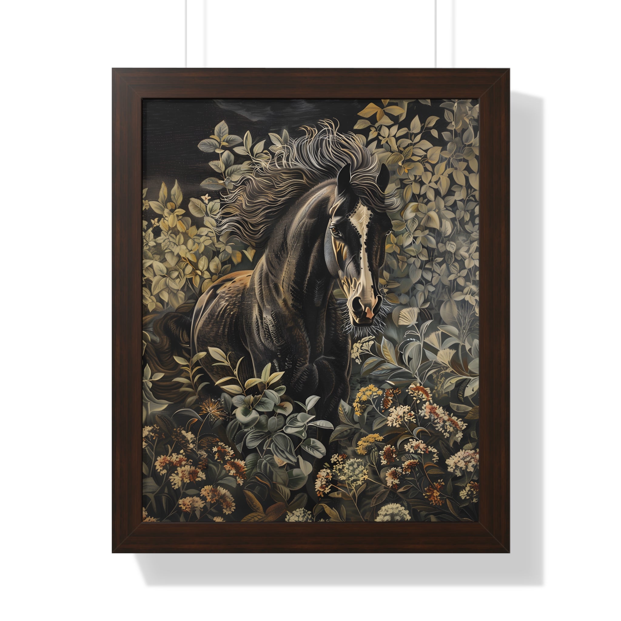 Framed Paper Print - Equine Elegance in Twilight Bloom