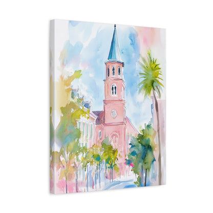 1.25" Matte Canvas - Charleston Steeple in Pastel Haze