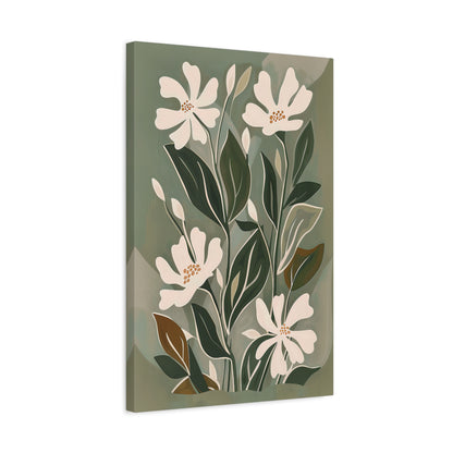 1.25" Matte Canvas - Cream Blooms on Sage Leaves