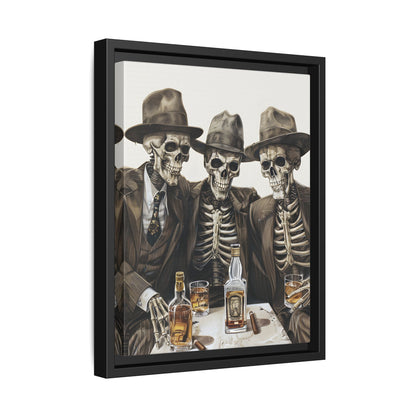 Framed Canvas - Skeleton Whiskey Gentlemen