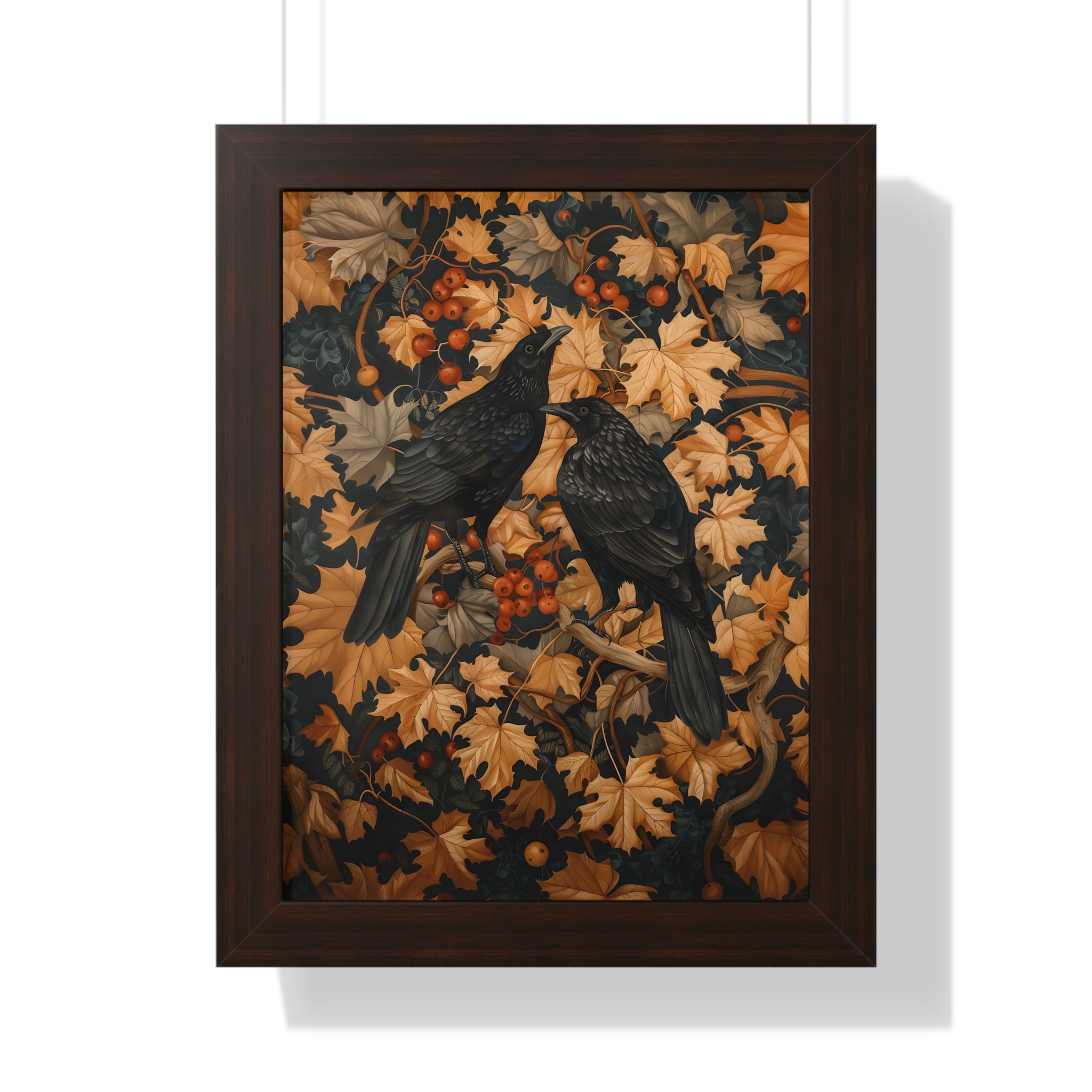 Framed Paper Print - Autumn Rooks in Golden Leaves