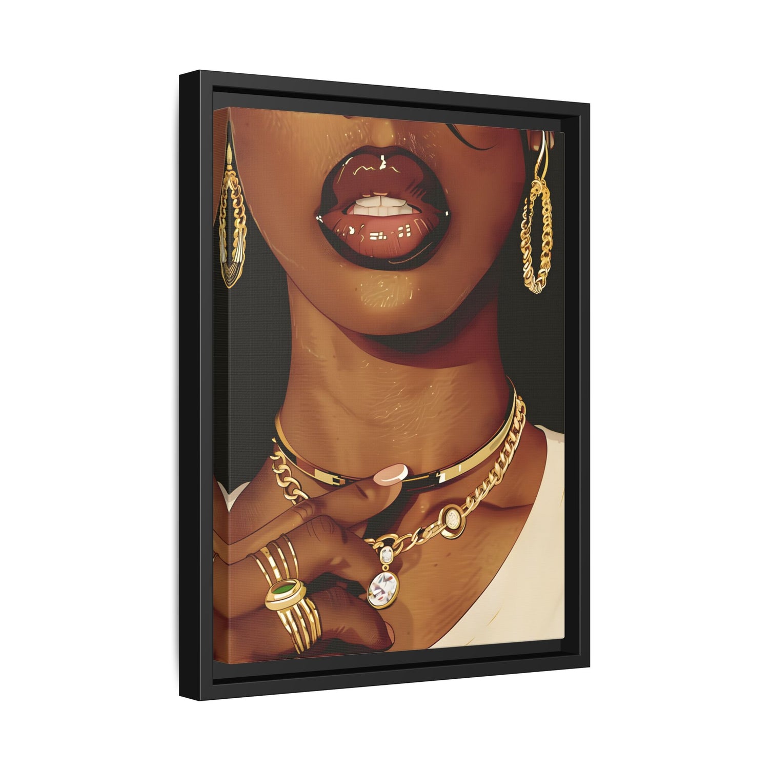 Framed Canvas - Golden Luxe Confidence Portrait