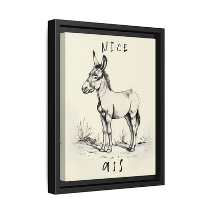 Framed Canvas - Donkey Line Art Humor