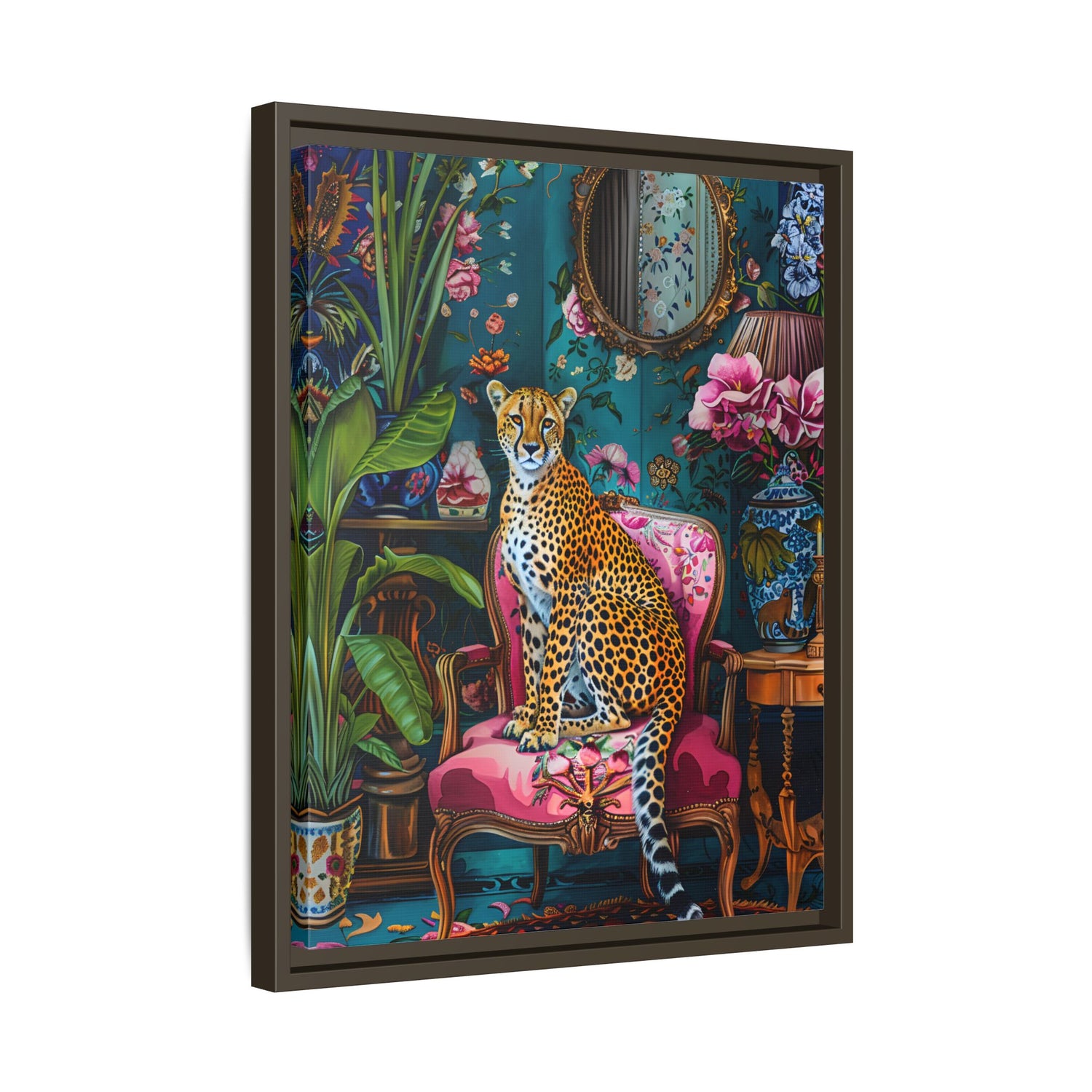 Framed Canvas - Regal Cheetah Reverie
