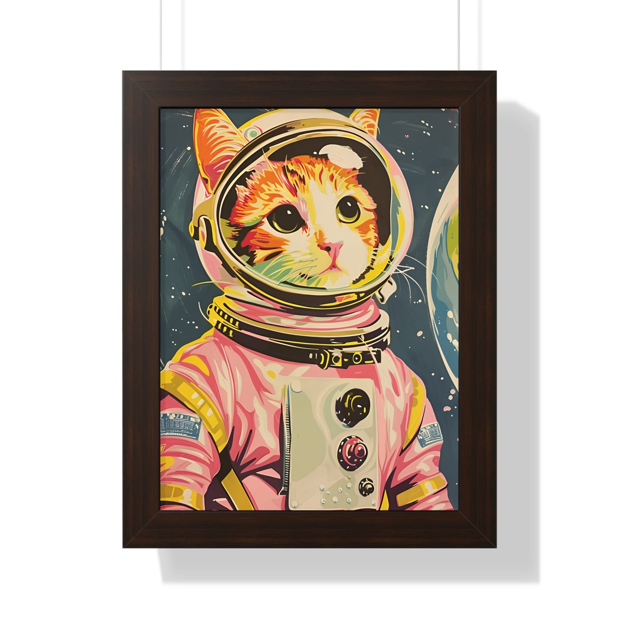 Framed Paper Print - Catstronaut Pink Mission
