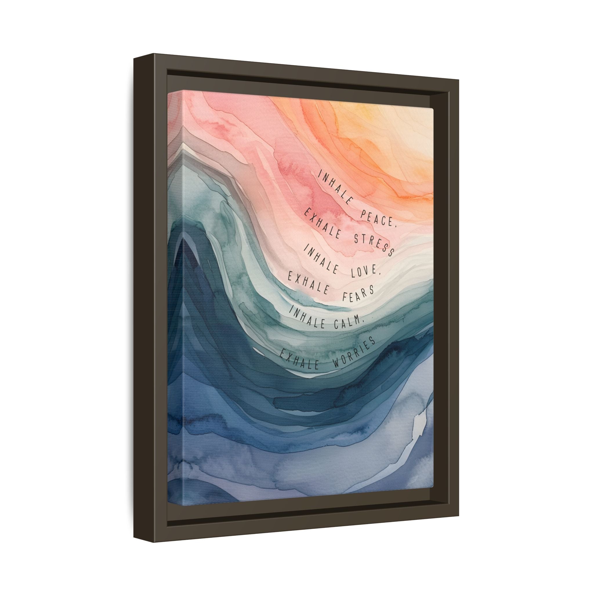 Framed Canvas - Inhale Exhale Watercolor Calm