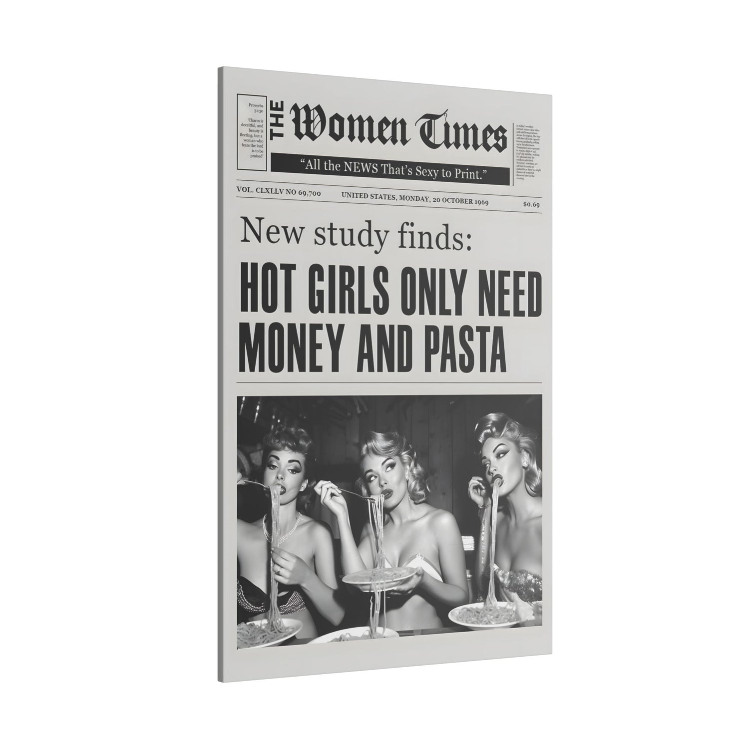 .75" Matte Canvas - Retro Pasta Gazette