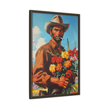 Framed Canvas - Rugged Blooms Cowboy