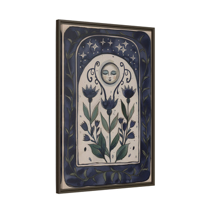 Framed Canvas - Moonlit Folk Bloom Dream