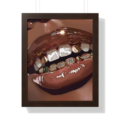 Framed Paper Print - Golden Grill Smile
