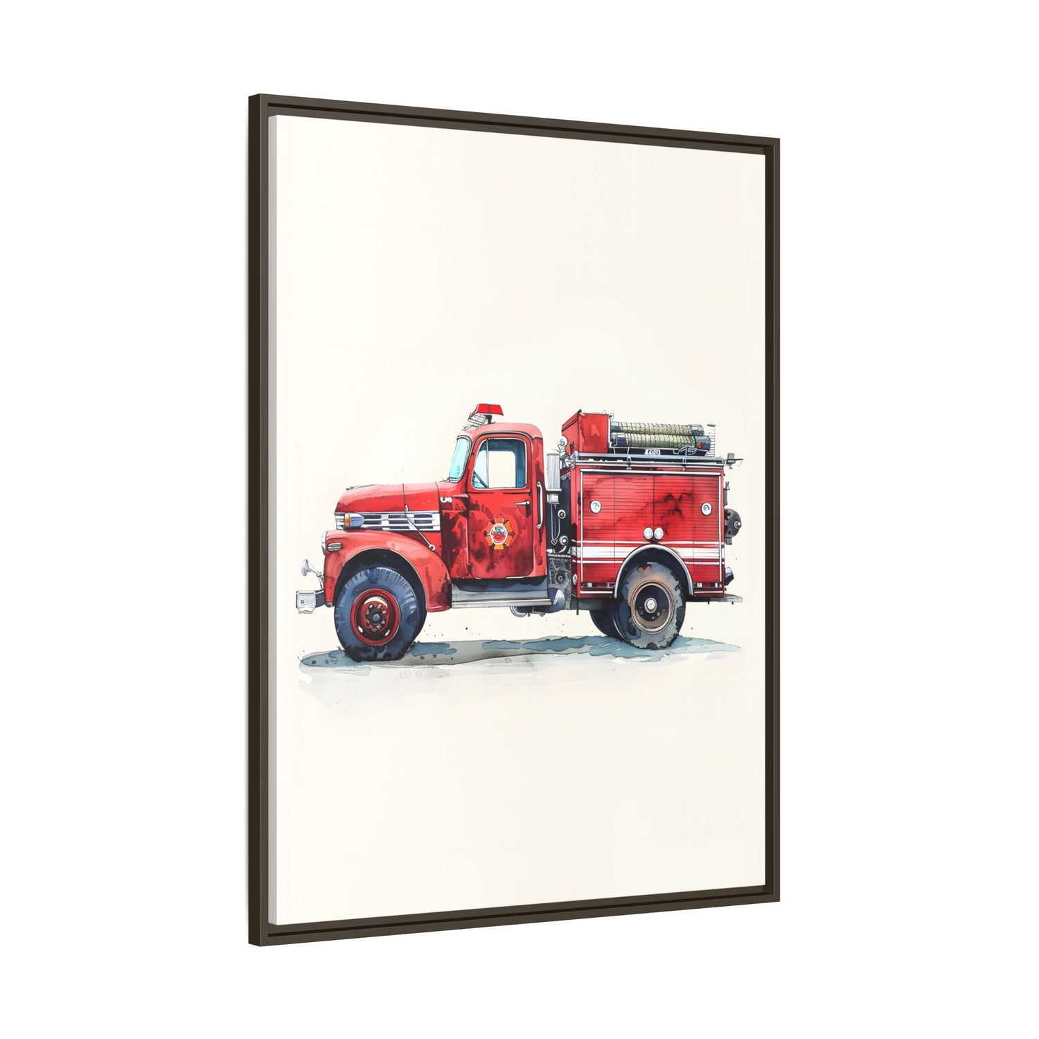 Framed Canvas - Vintage Firetruck Nursery