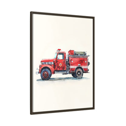 Framed Canvas - Vintage Firetruck Nursery