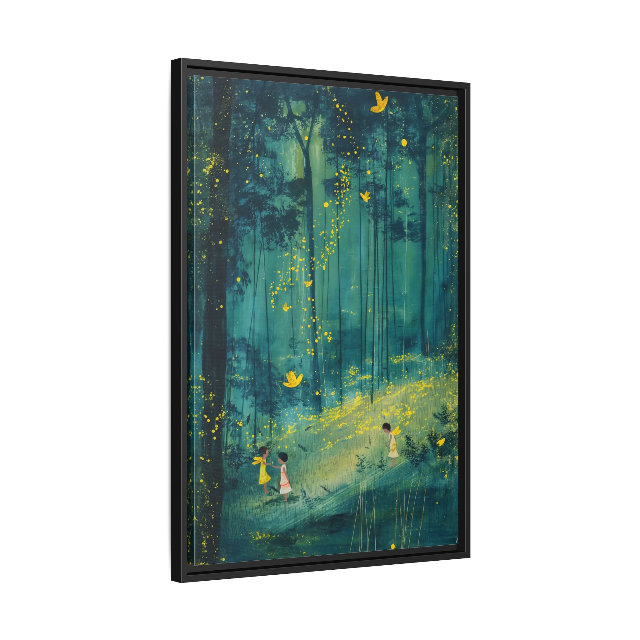 Framed Canvas - Enchanted Firefly Forest