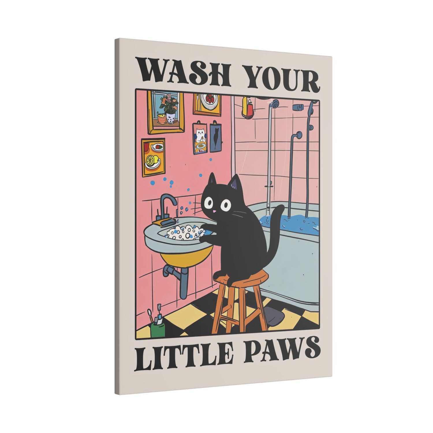.75" Matte Canvas - Wash Your Little Paws Cat