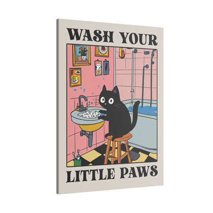 .75" Matte Canvas - Wash Your Little Paws Cat