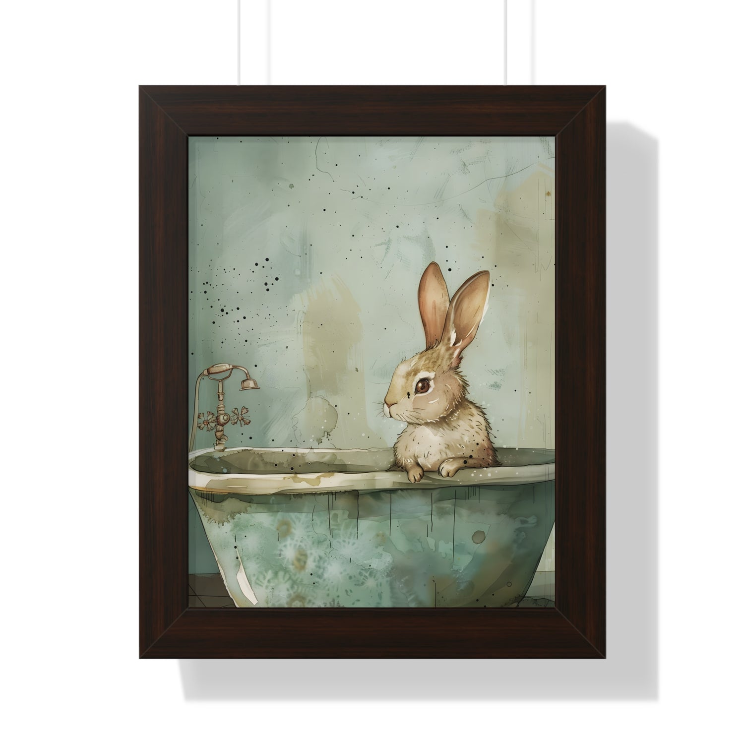 Framed Paper Print - Bunny Bath Day Whimsy