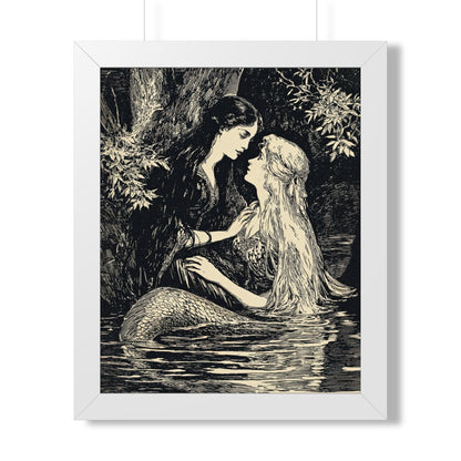 Framed Paper Print - Mermaid Fairy Midnight Kiss