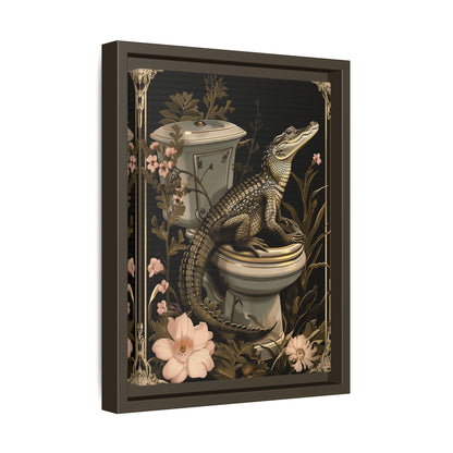 Framed Canvas - Toilet Gator Floral Surprise