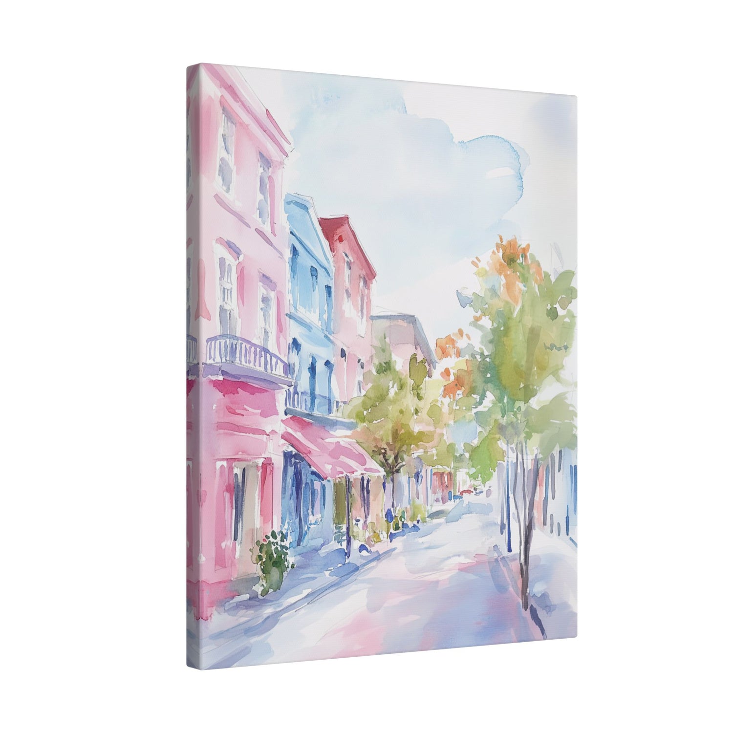 .75" Matte Canvas - Pastel Charleston Street Scene