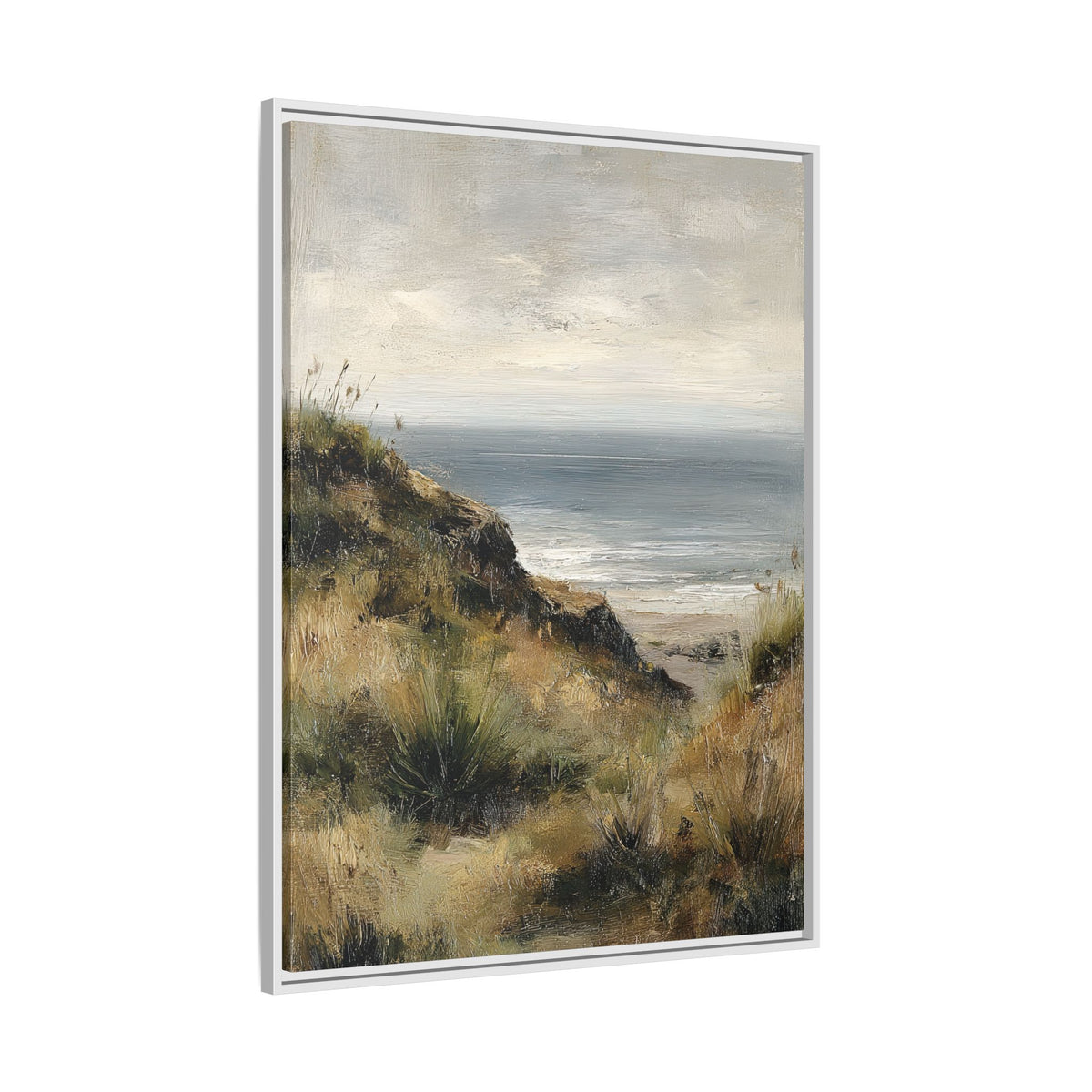 Framed Canvas - Misty Coastal Seascape