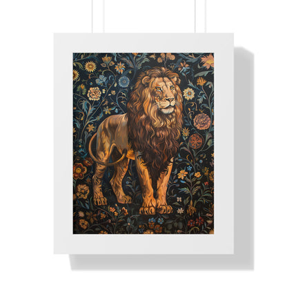 Framed Paper Print - Majestic Floral Lion