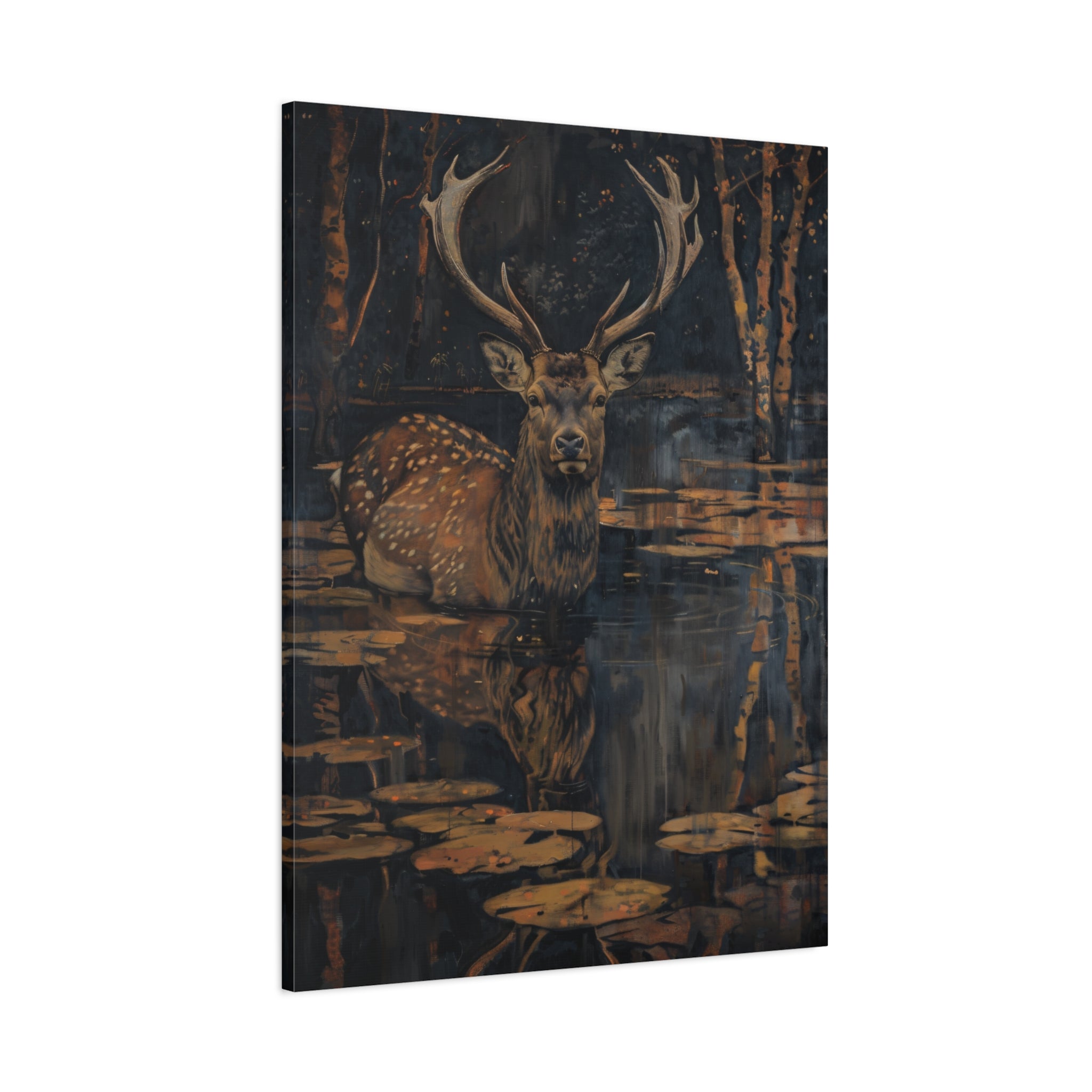 1.25" Matte Canvas - Twilight Stag Reflection