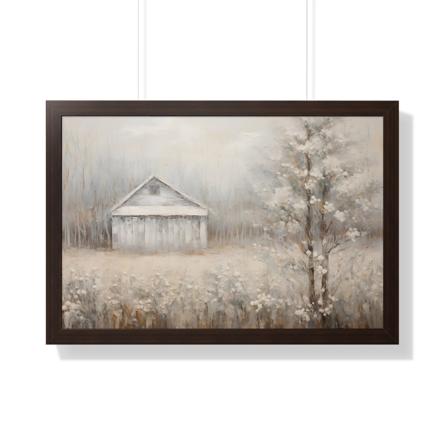 Framed Paper Print - Whispers of Winter Barn