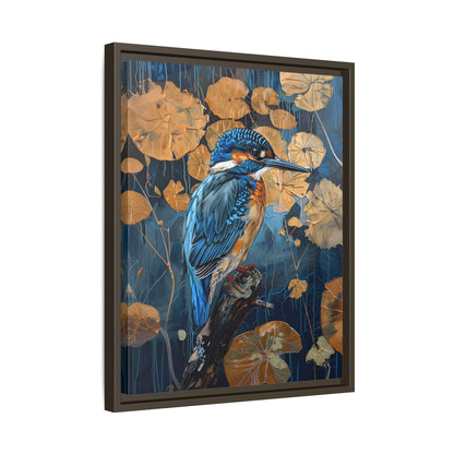 Framed Canvas - Golden Leaves Kingfisher