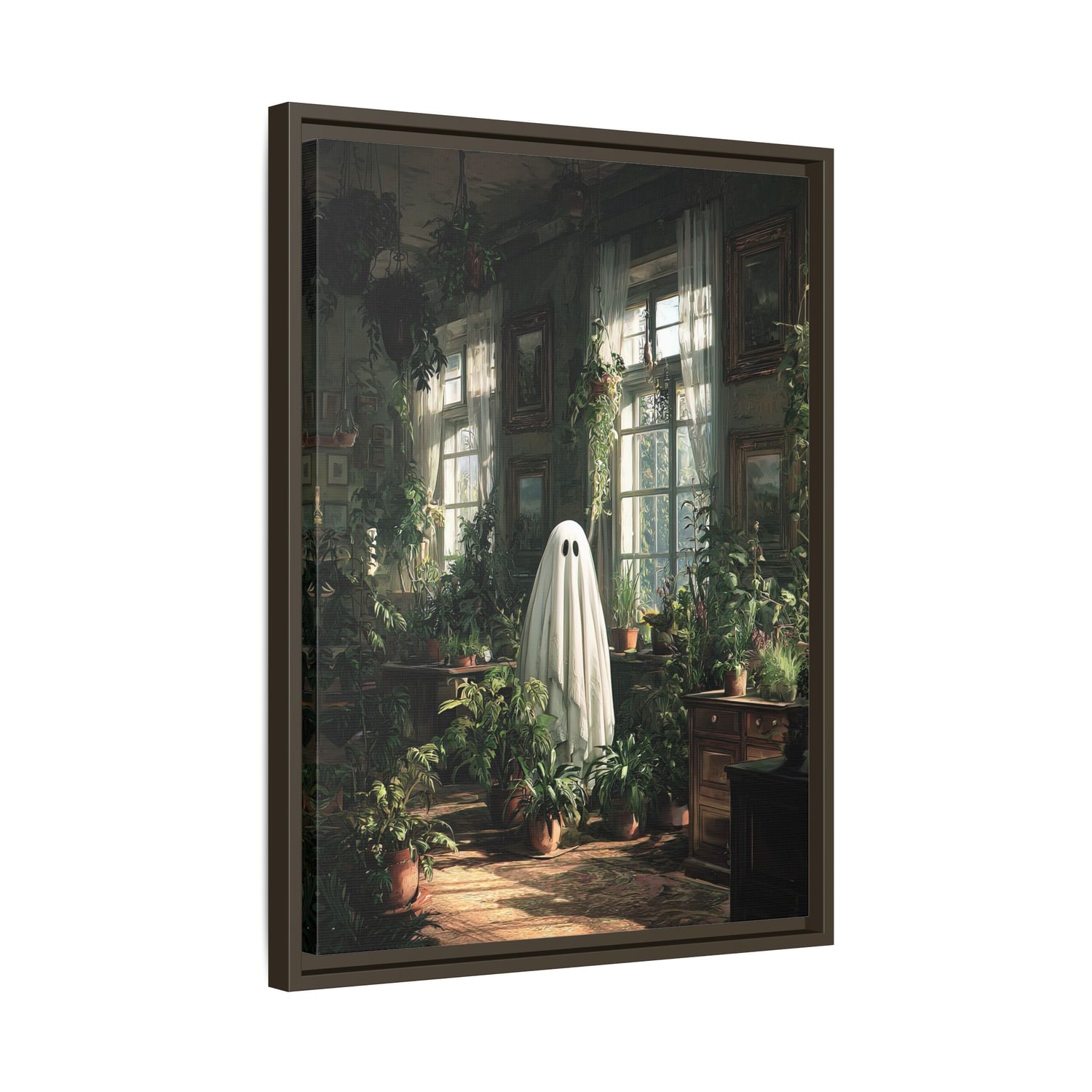 Framed Canvas - Ghost Among Houseplants