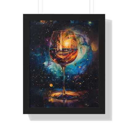 Framed Paper Print - Cosmic Swirl in Wine Glass