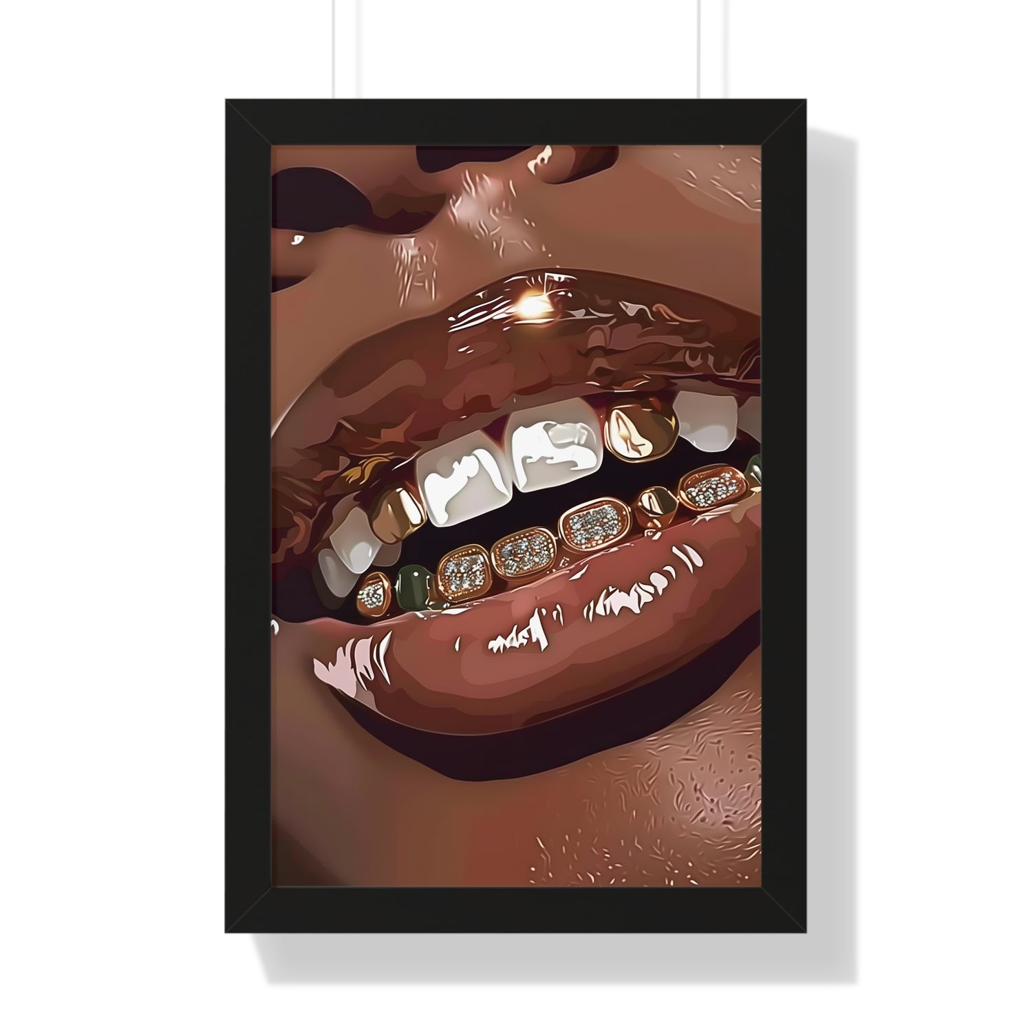 Framed Paper Print - Golden Grill Smile