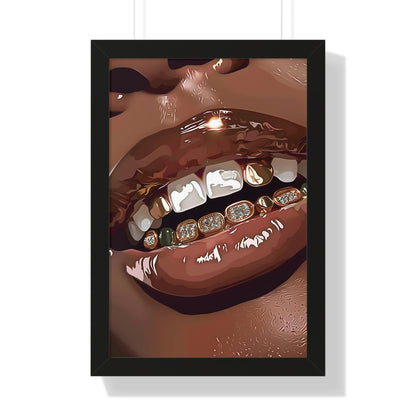 Framed Paper Print - Golden Grill Smile