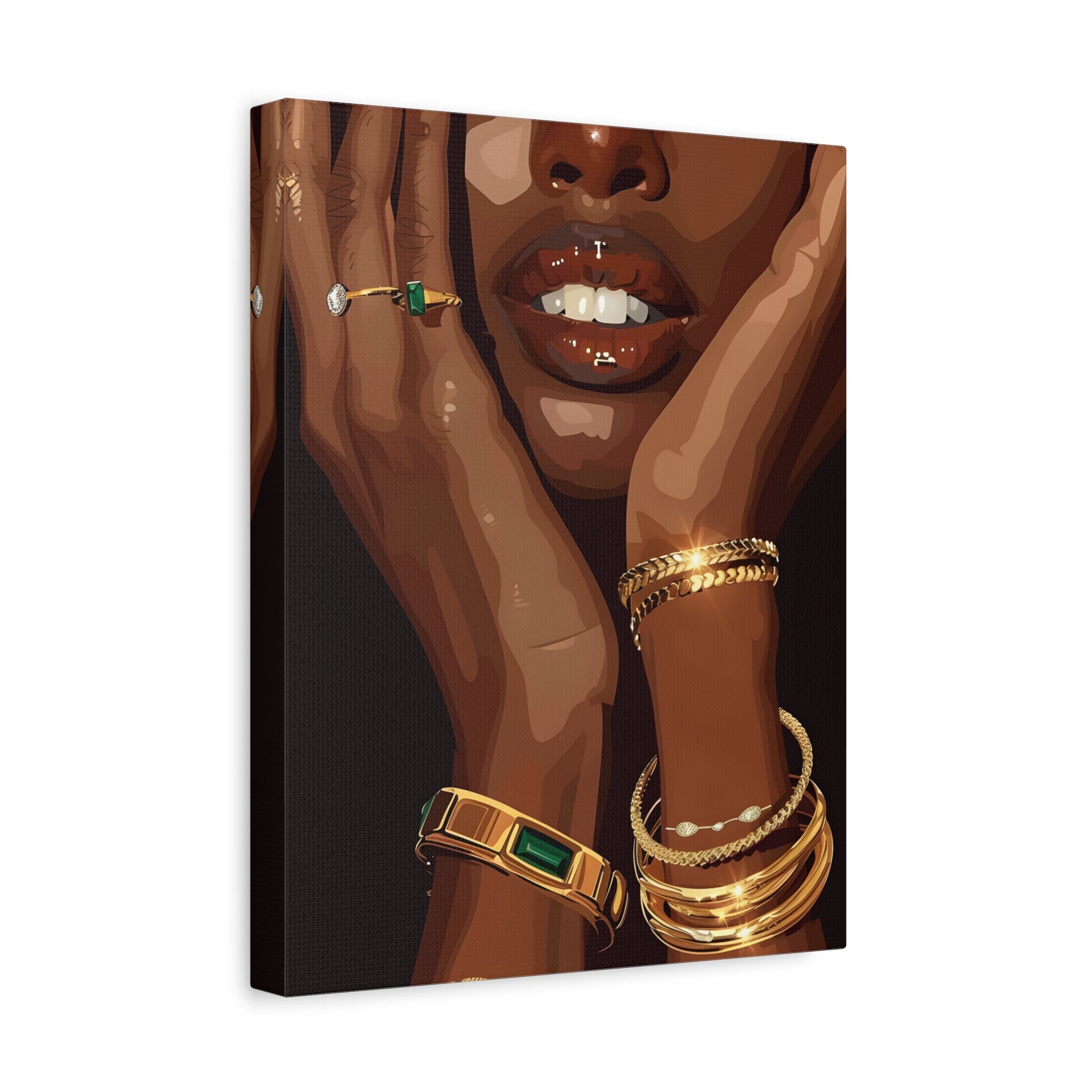 1.25" Matte Canvas - Golden Emerald Beauty Portrait