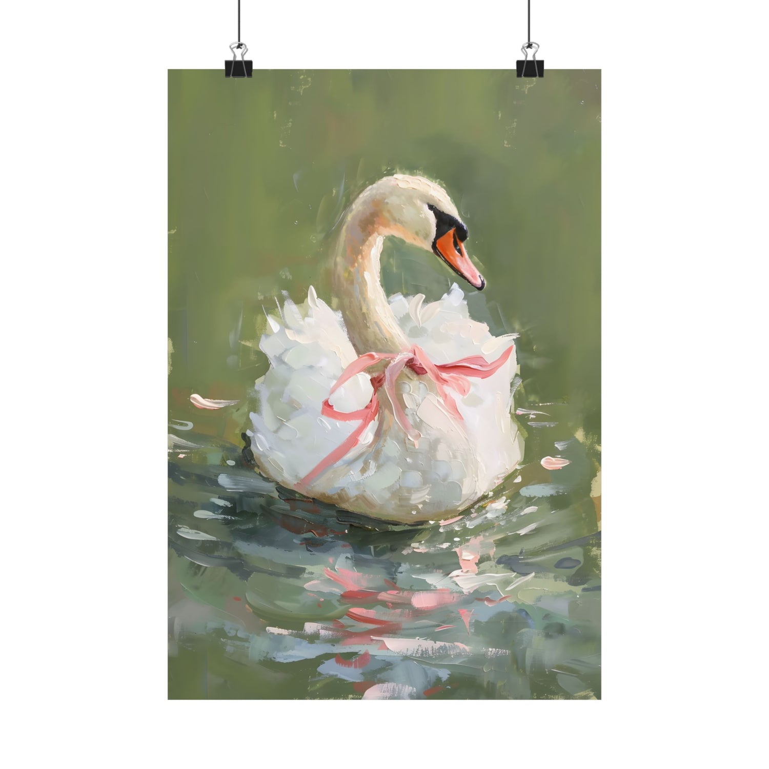 Ballet Swan in Pink Bow