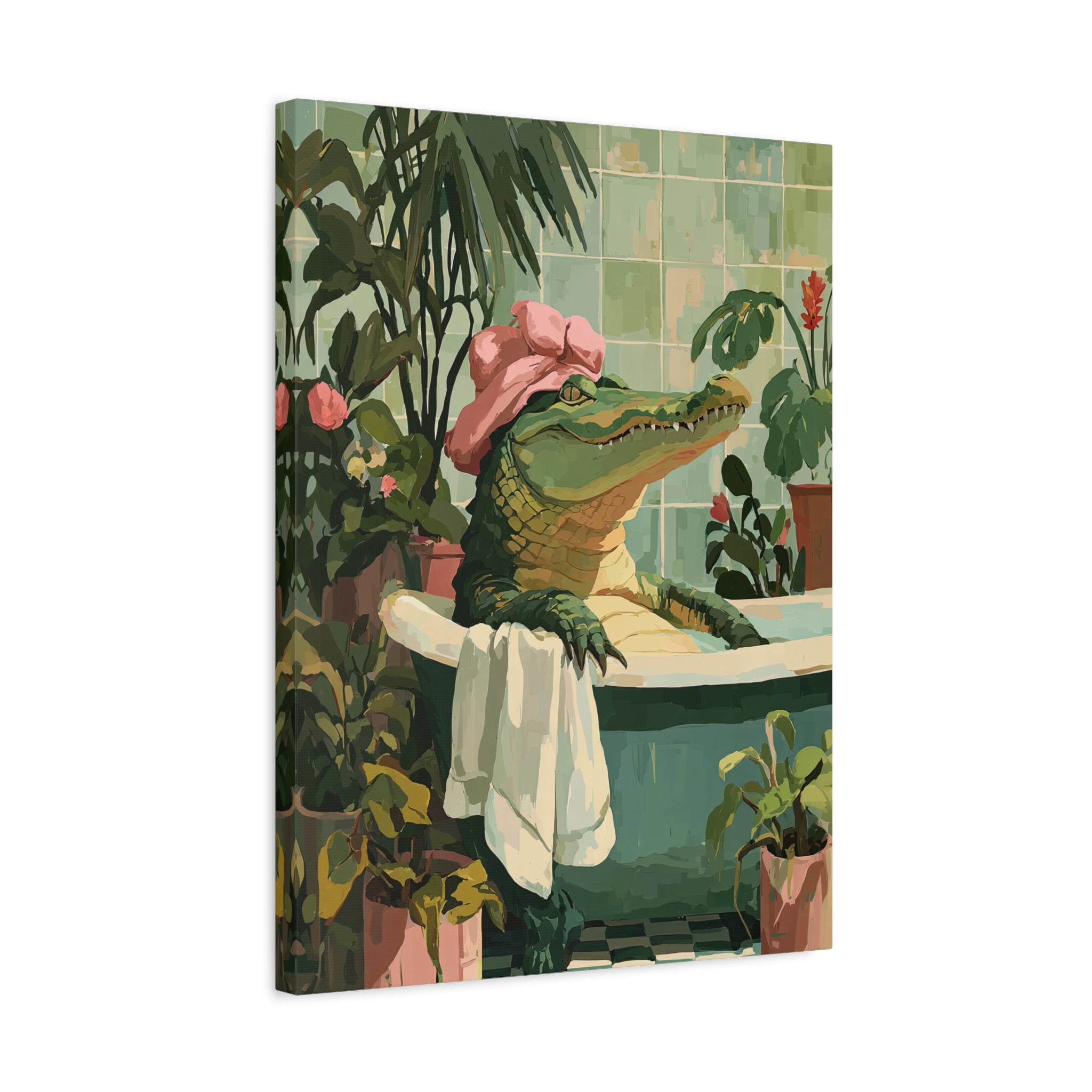 1.25" Matte Canvas - Bathtub Alligator Spa Day