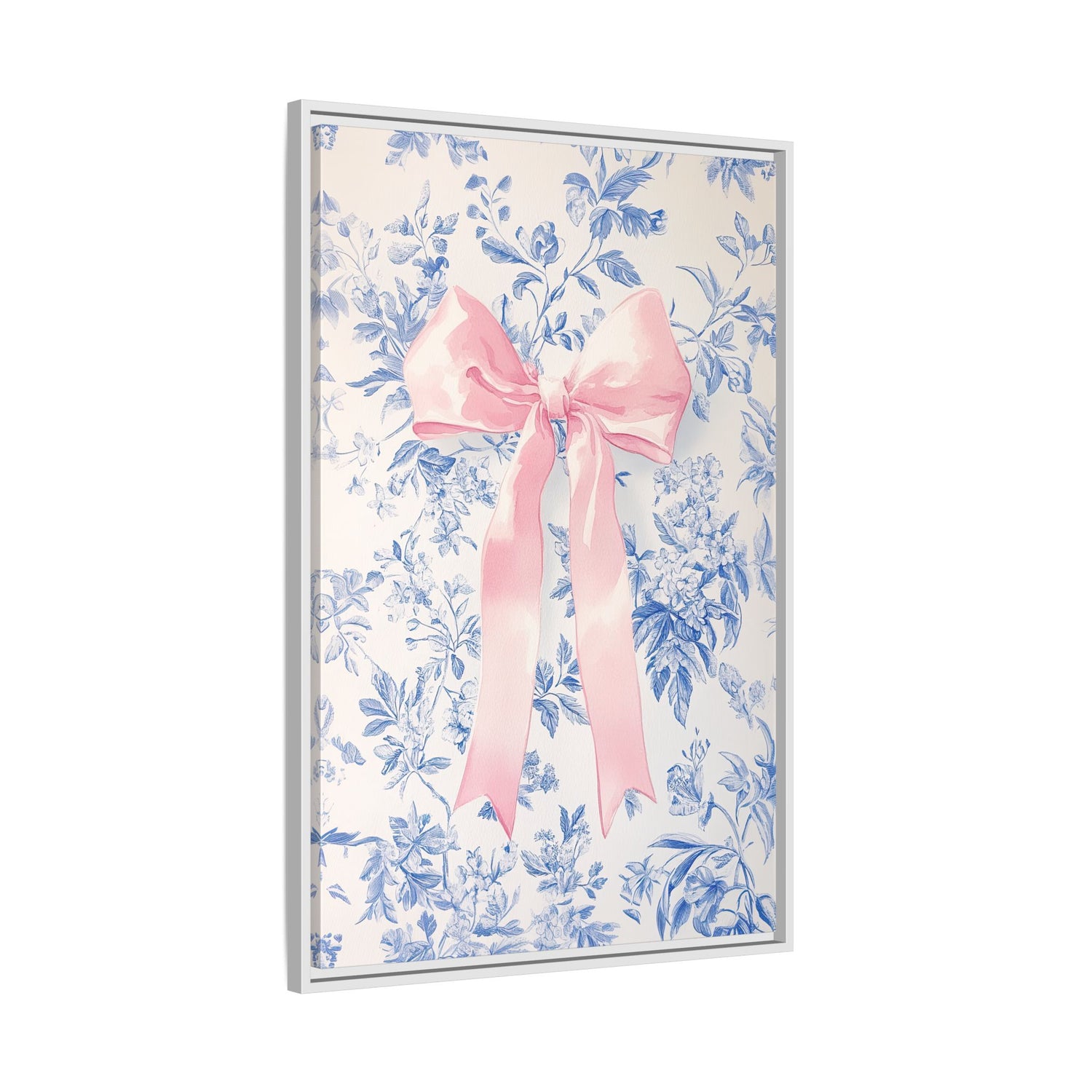 Framed Canvas - Pink Bow Floralscape