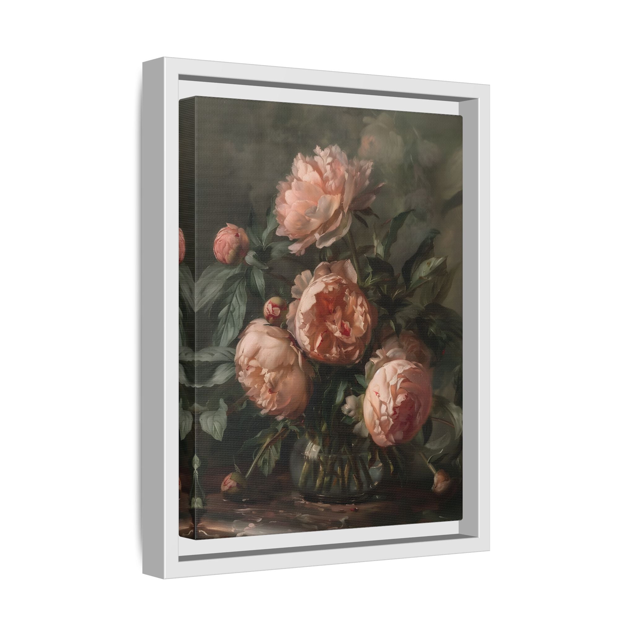 Framed Canvas - Vintage Blush Peony Bouquet