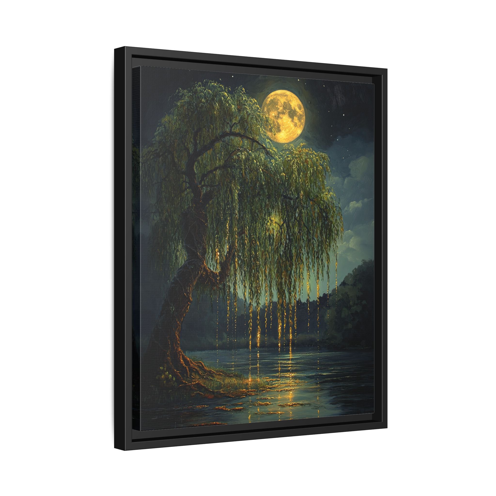 Framed Canvas - Moonlit Willow Glow