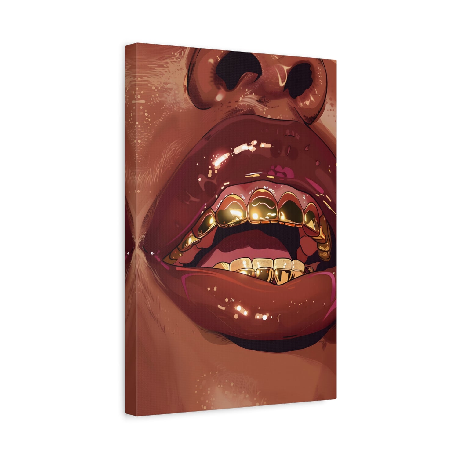 1.25" Matte Canvas - Gold Grills Glam Closeup