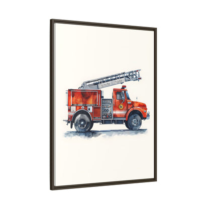 Framed Canvas - Ladder Firetruck Nursery
