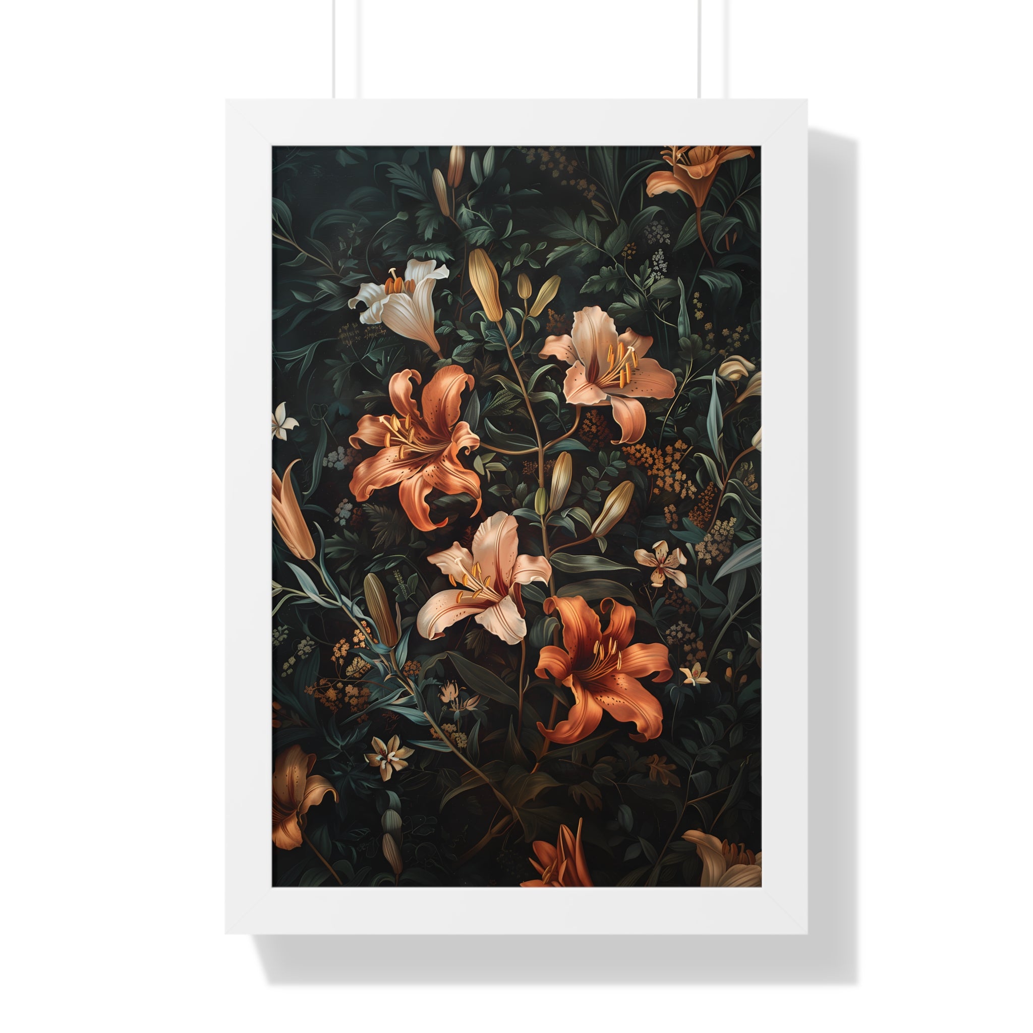 Framed Paper Print - Elegant Blooming Lilies