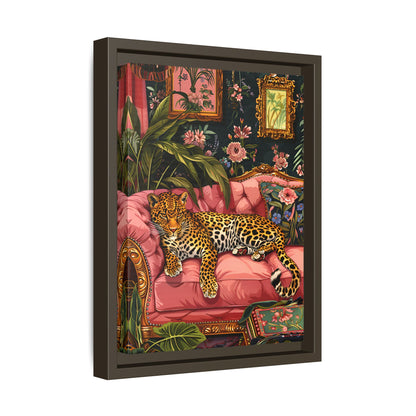 Framed Canvas - Leopard Lounge in Bloom