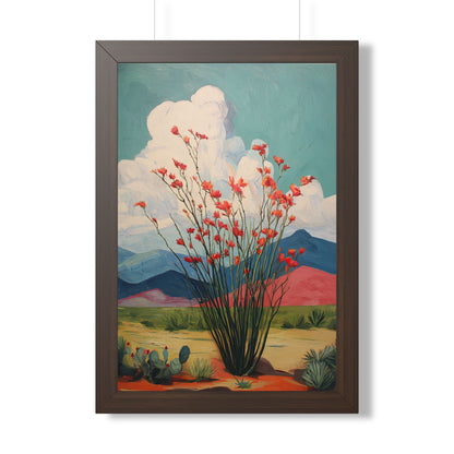 Framed Paper Print - Ocotillo Cactus Desert Bloom