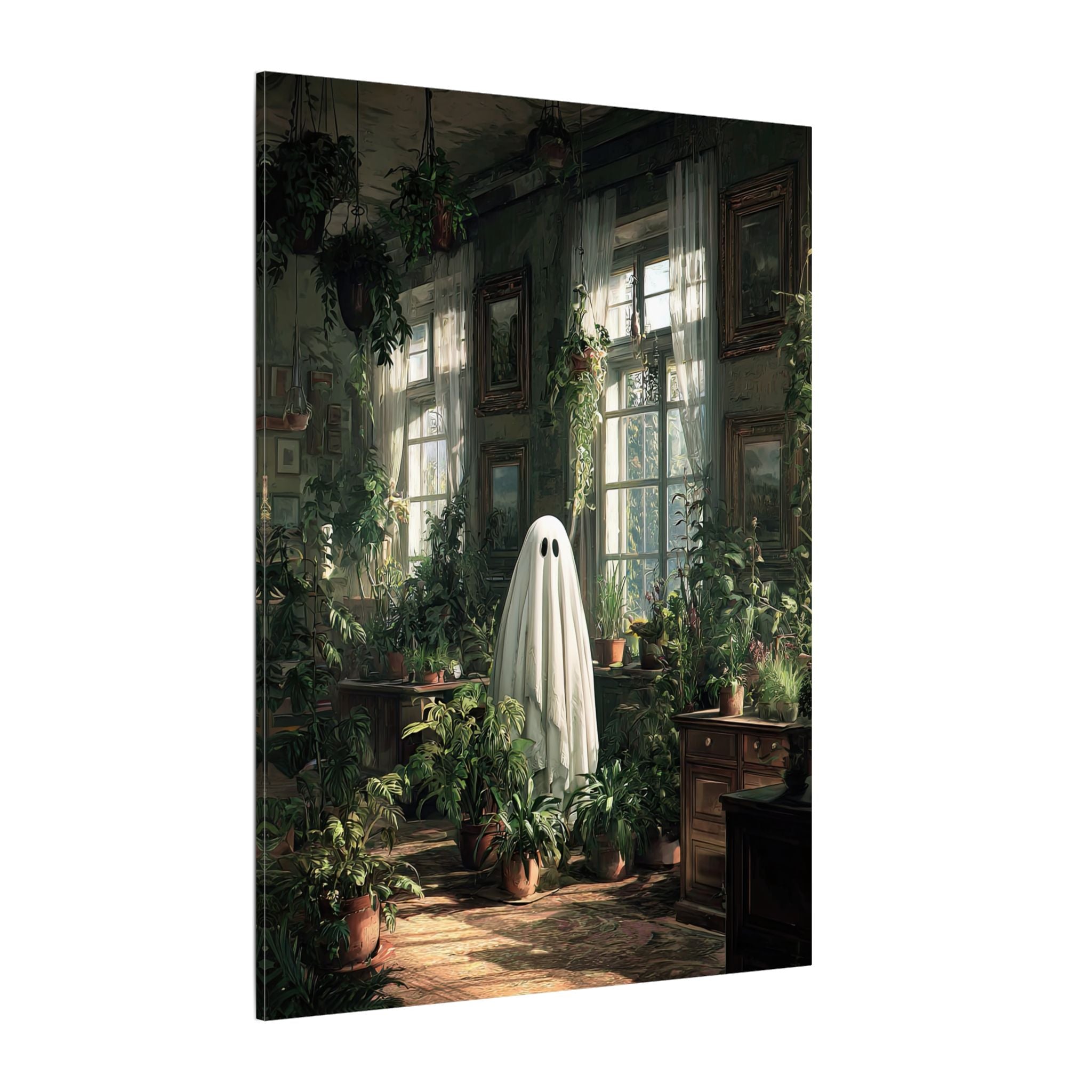 .75" Matte Canvas - Ghost Among Houseplants