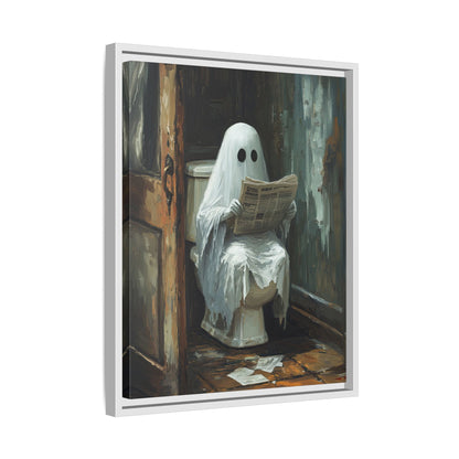 Framed Canvas - Ghostly Bathroom Break
